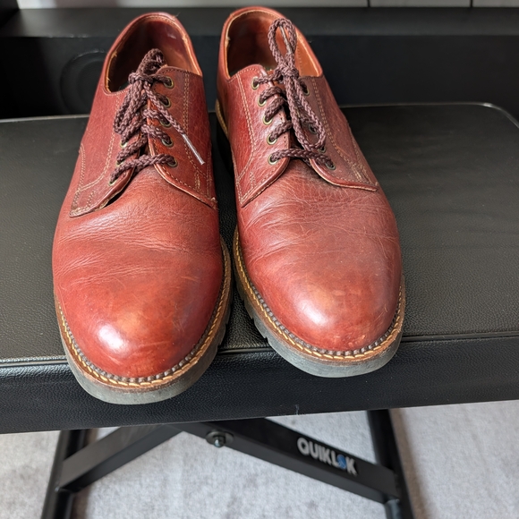 H.S. Trask Bison Leather Oxford Shoes Lug Sole USA Made Men’s 11 N - Picture 2 of 14